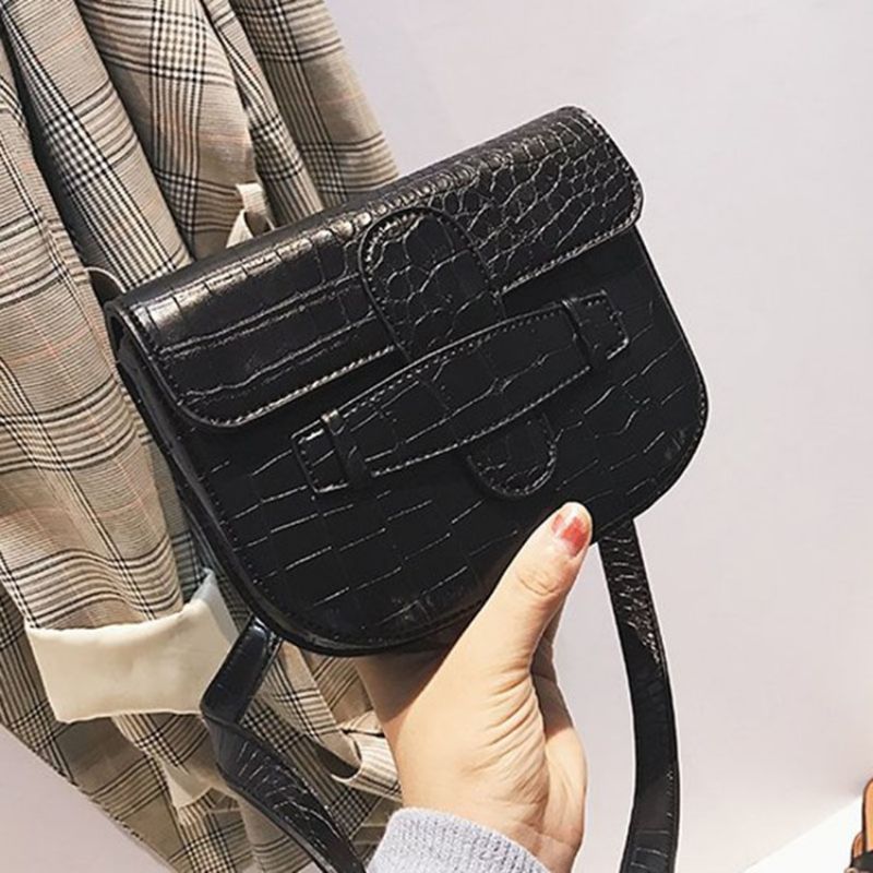 Skórzana Torba Crossbody Z Aligatora Z Nicią