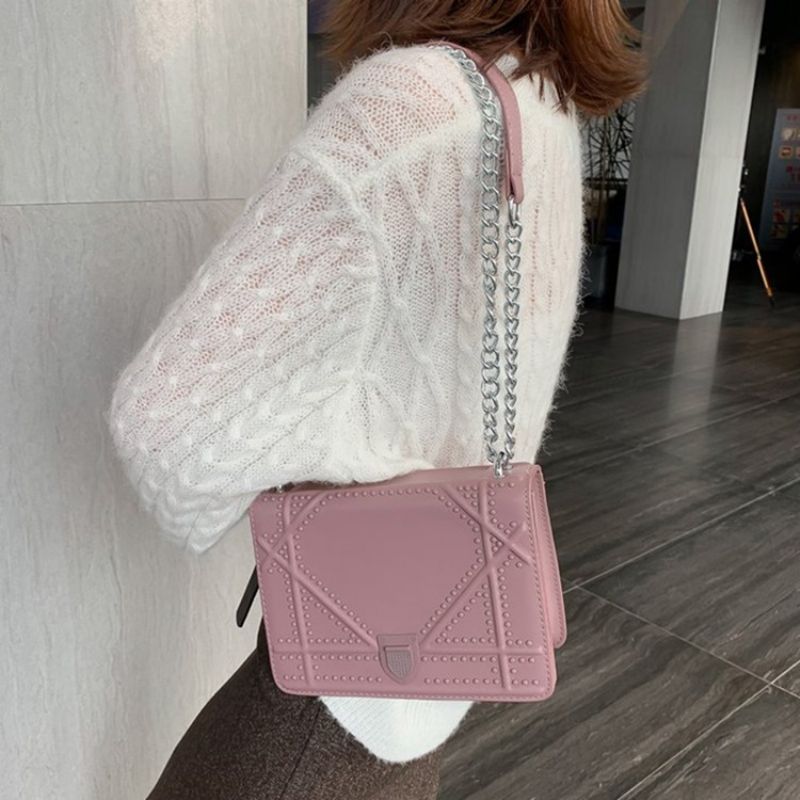 Torebki Crossbody Z Nitką Pu Z Geometryczną Klapką