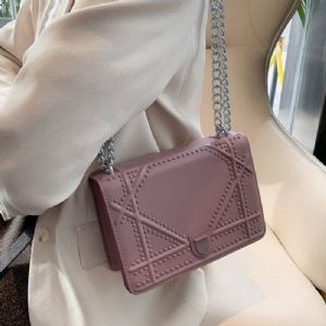 Torebki Crossbody Z Nitką Pu Z Geometryczną Klapką