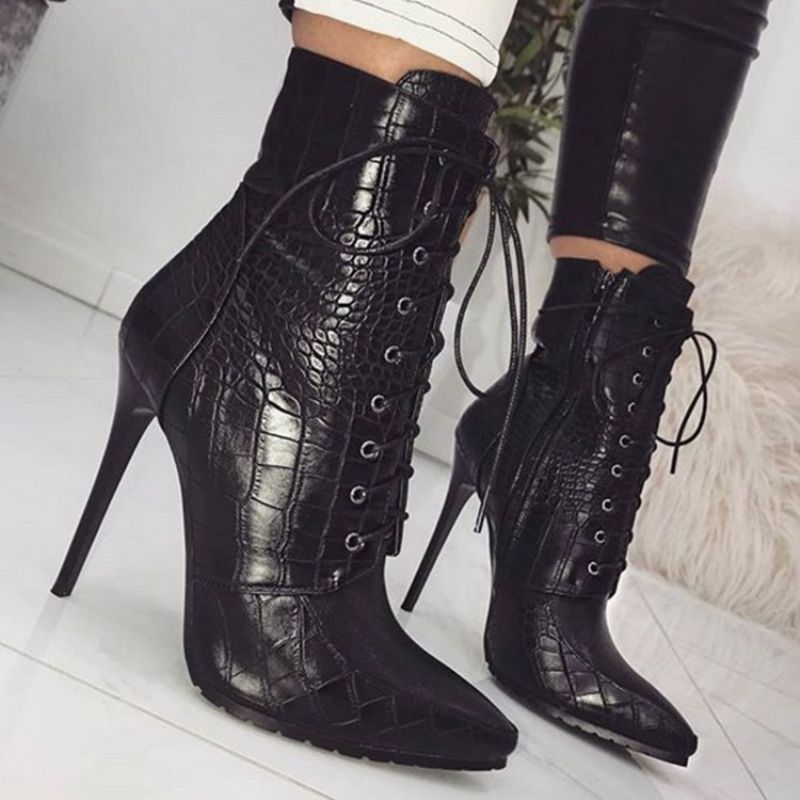 Zwykły Szpiczasty Nosek Z Bocznym Suwakiem Western Stiletto Heel Boots