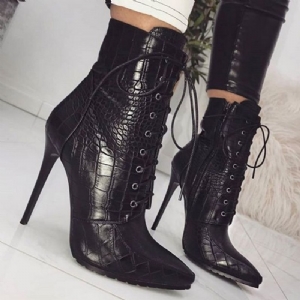 Zwykły Szpiczasty Nosek Z Bocznym Suwakiem Western Stiletto Heel Boots